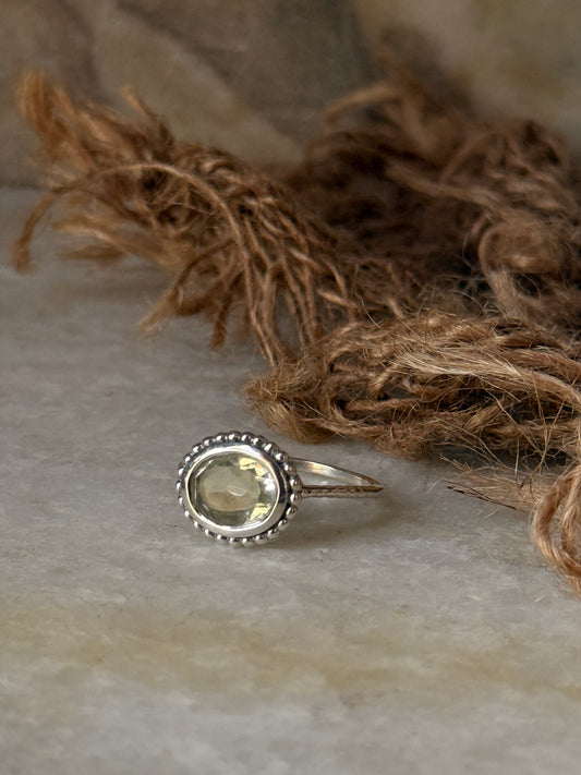 925 sterling silver green amethyst oval ring  