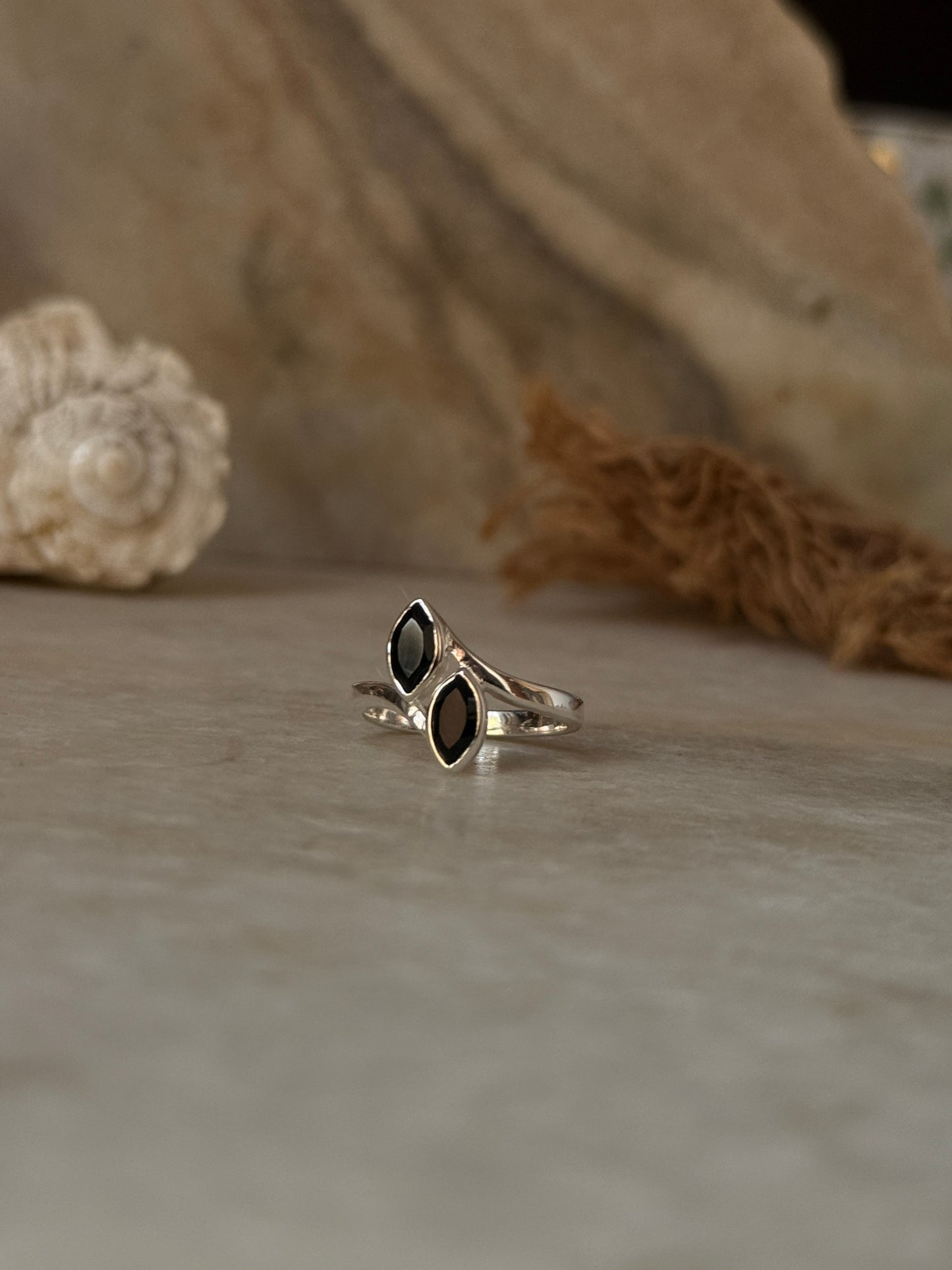 natural black onyx double marquise 925 sterling silver ring
