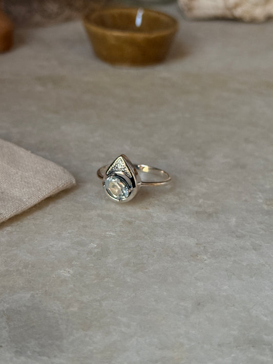 925 sterling silver blue topaz solitaire pear ring  