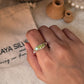 Peridot three square vintage filigree ring in 925 sterling silver