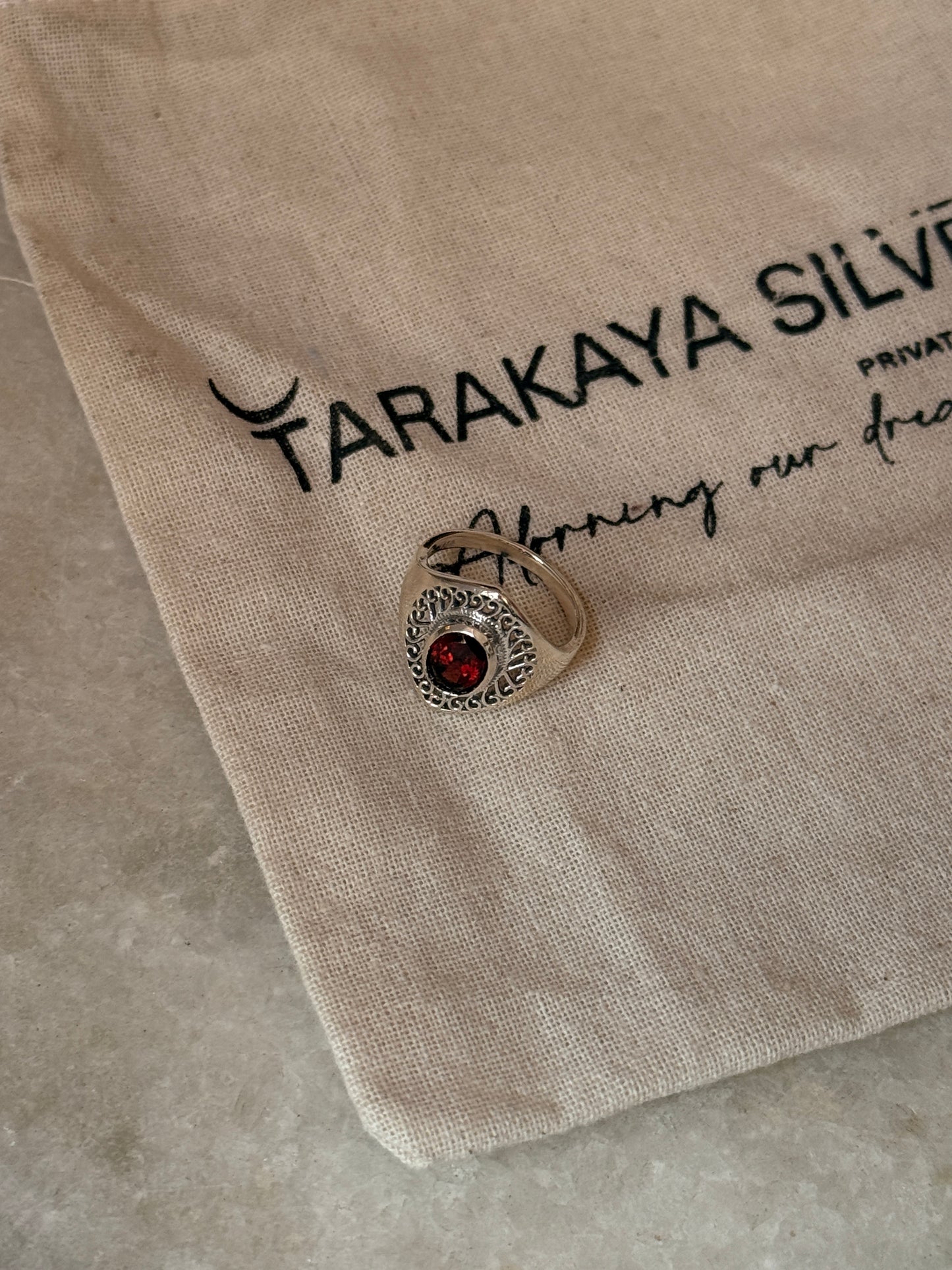 adjustable 925 sterling silver garnet oval ring