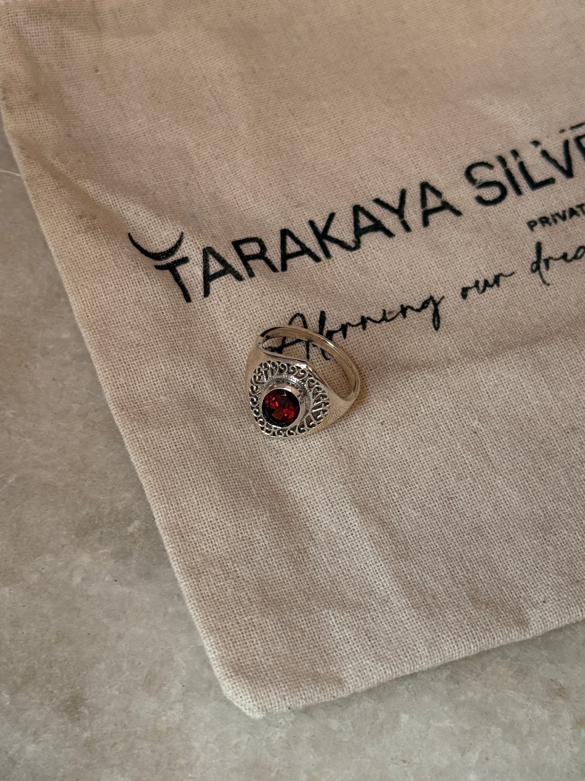 adjustable 925 sterling silver garnet oval ring