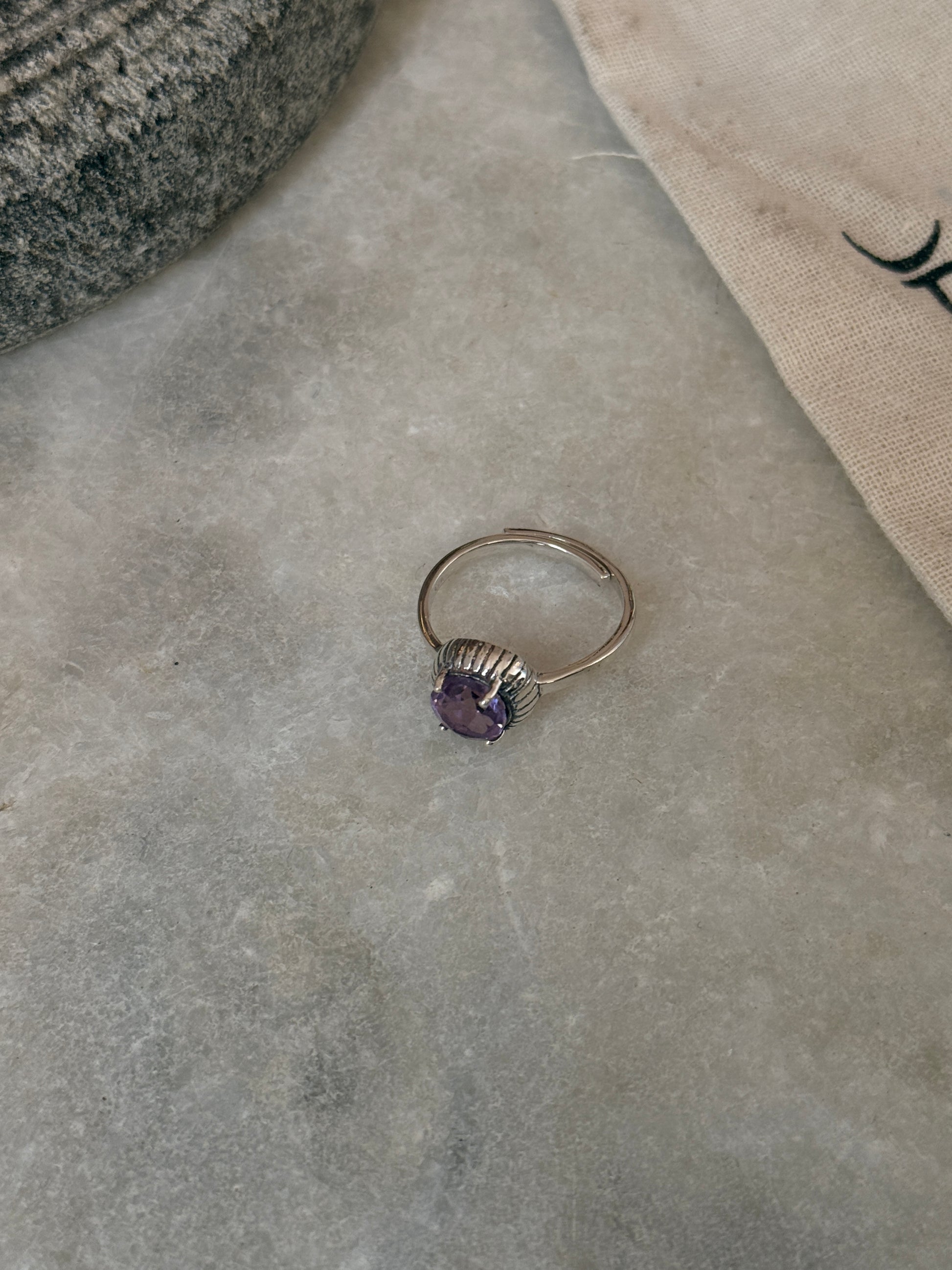 artisan 925 sterling silver amethyst solitaire gemstone ring  