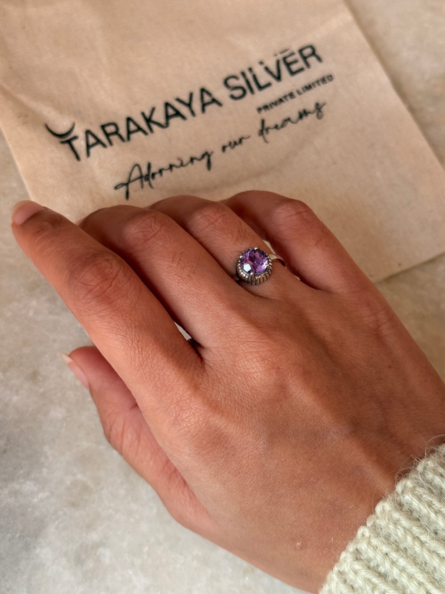  handcrafted 925 sterling silver amethyst solitaire ring