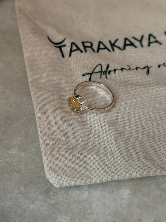 925 sterling silver citrine square solitaire ring  