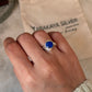 Artisan crafted lapis lazuli round wrap 925 sterling silver ring