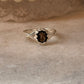 minimalist 925 sterling silver smokey quartz oval band ring  