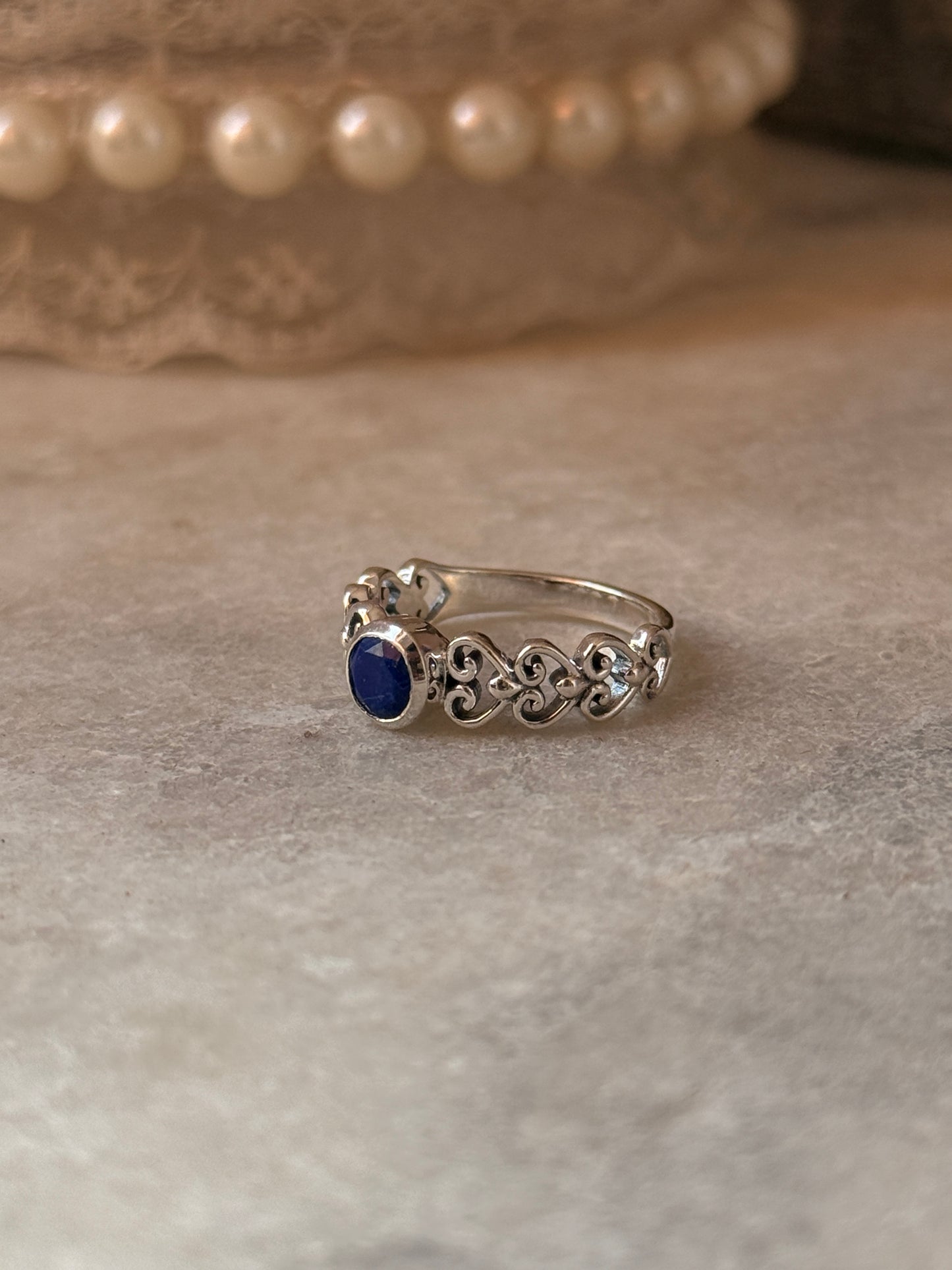 Lapis lazuli princess band ring in 925 sterling silver