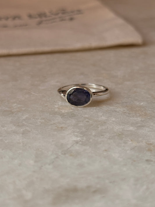 925 sterling silver iolite oval gemstone ring  