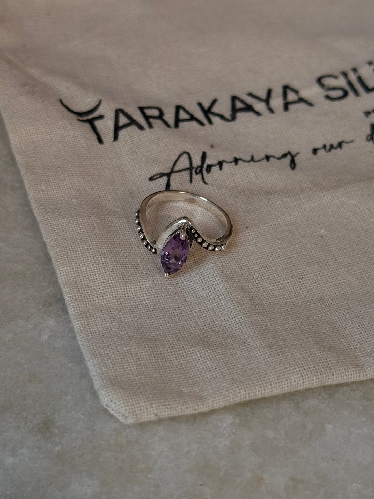 Statement 925 sterling silver amethyst marquise cut ring
