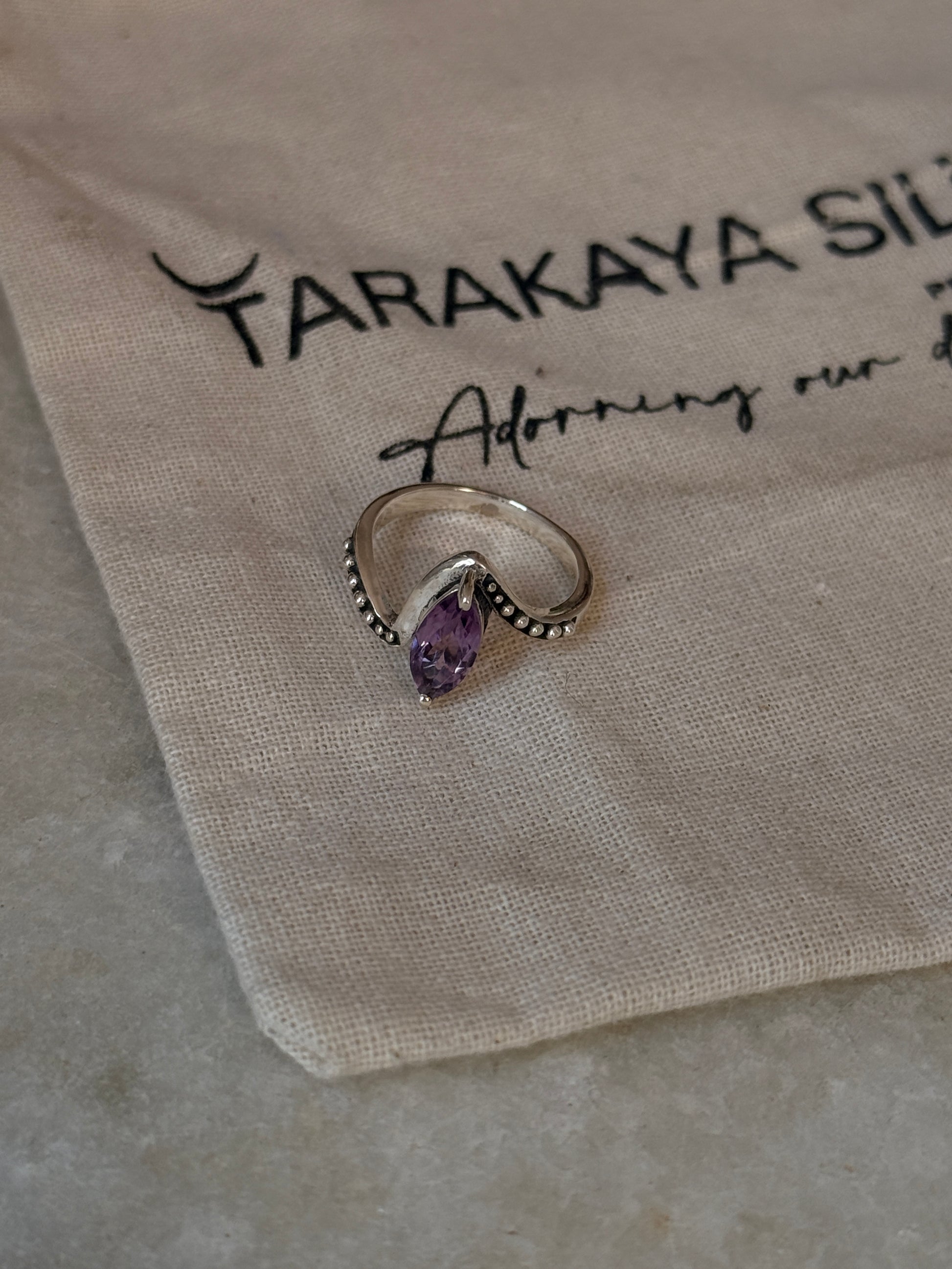 Statement 925 sterling silver amethyst marquise cut ring