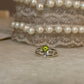 Natural peridot and white topaz gemstone 925 sterling silver ring  