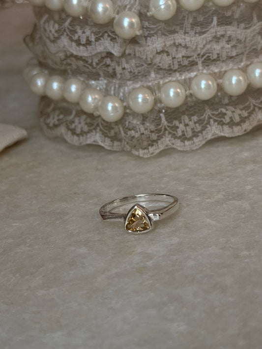 925 sterling silver citrine triangle ring  