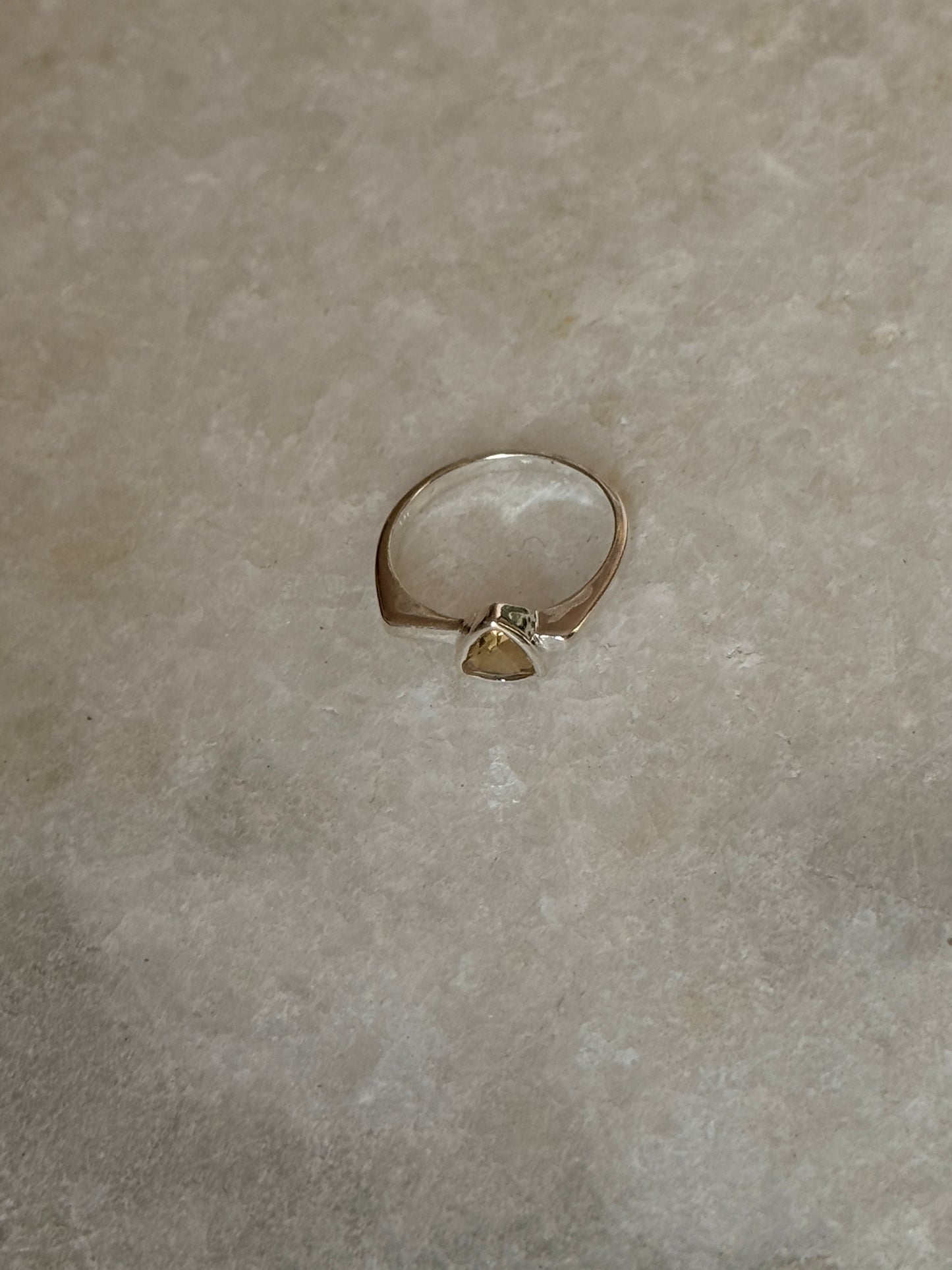 Handmade 925 sterling silver citrine triangle ring