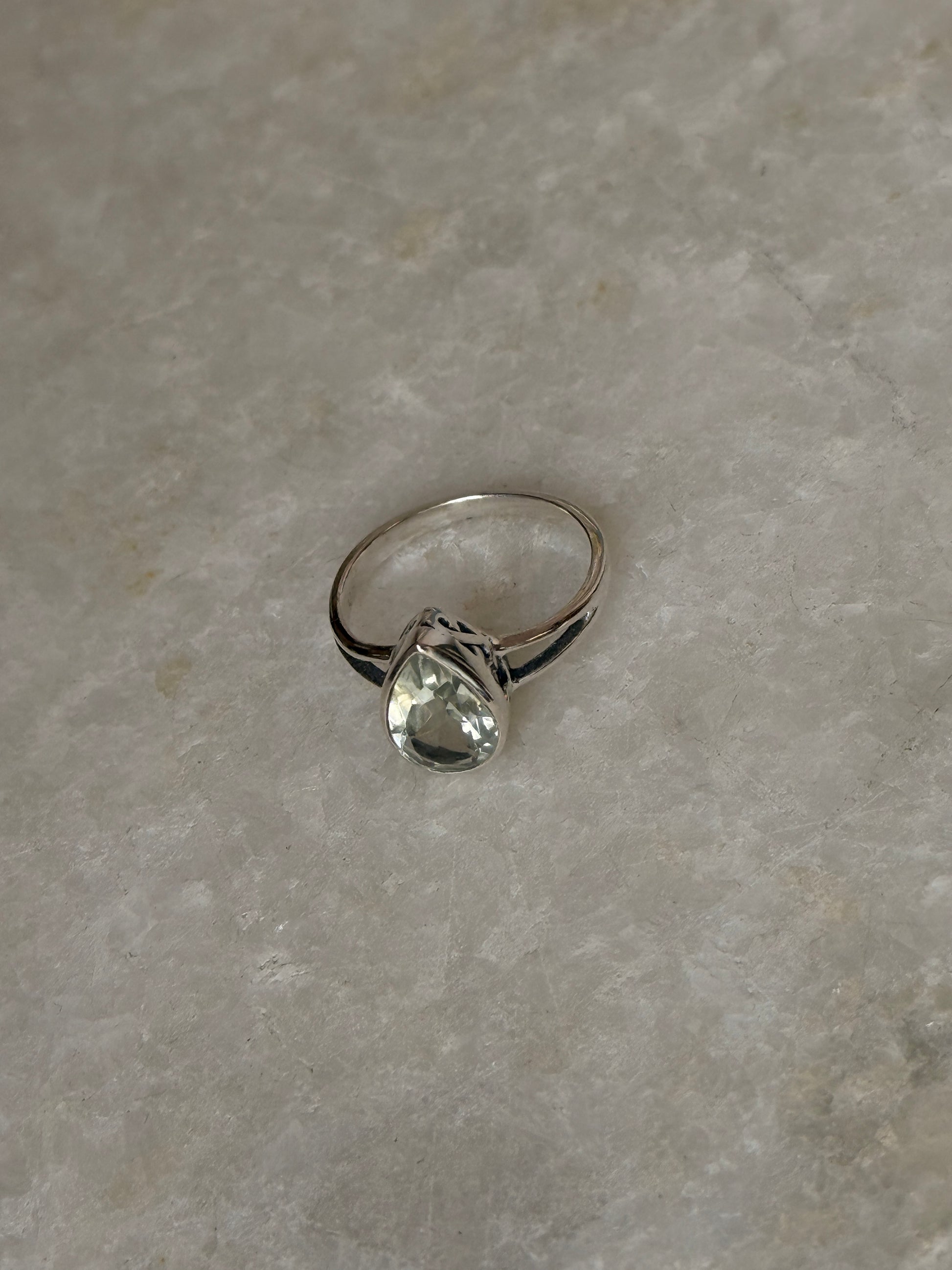 boho style 925 sterling silver green amethyst pear ring