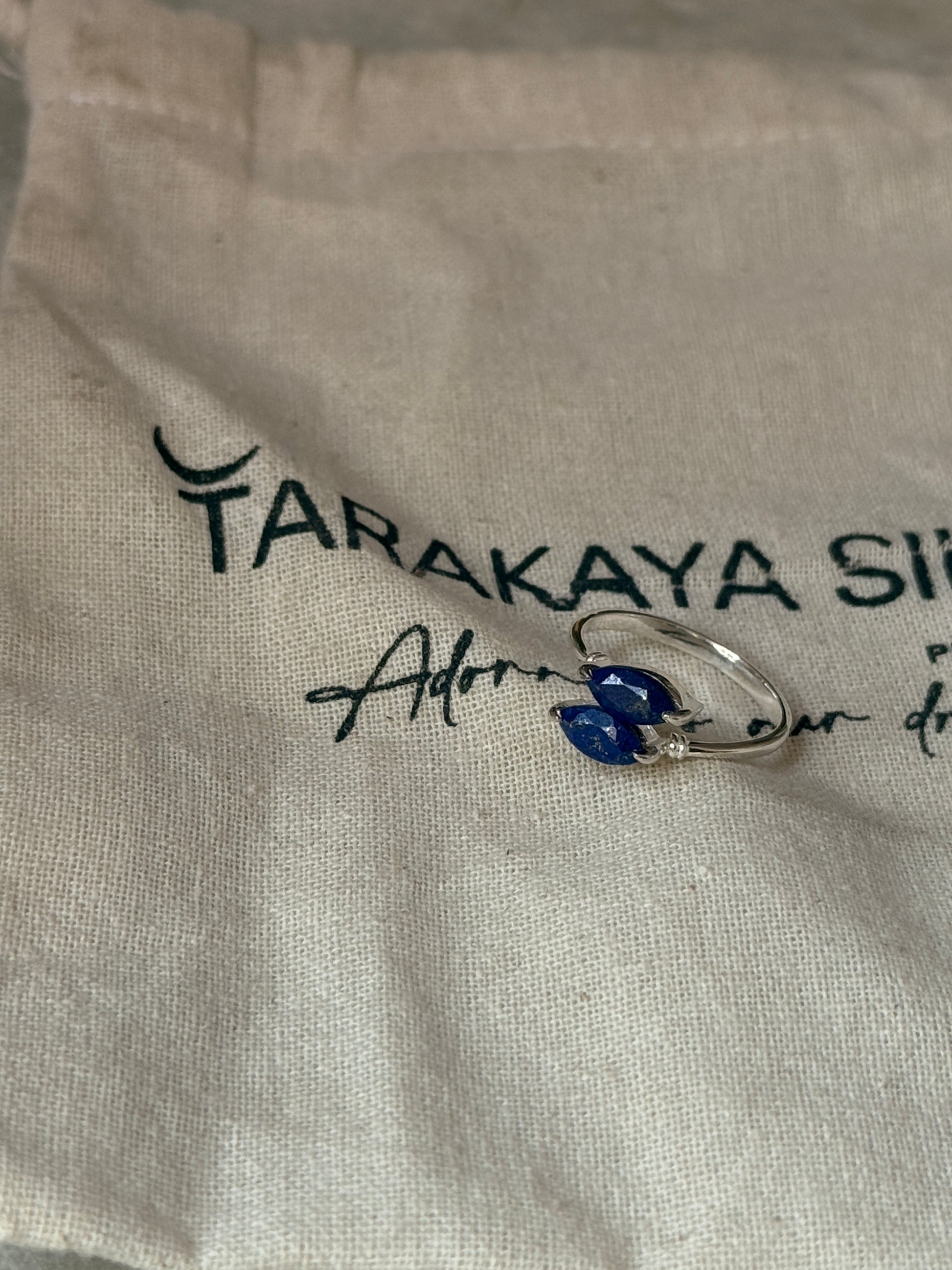 boho style 925 sterling silver lapis lazuli double marquise ring
