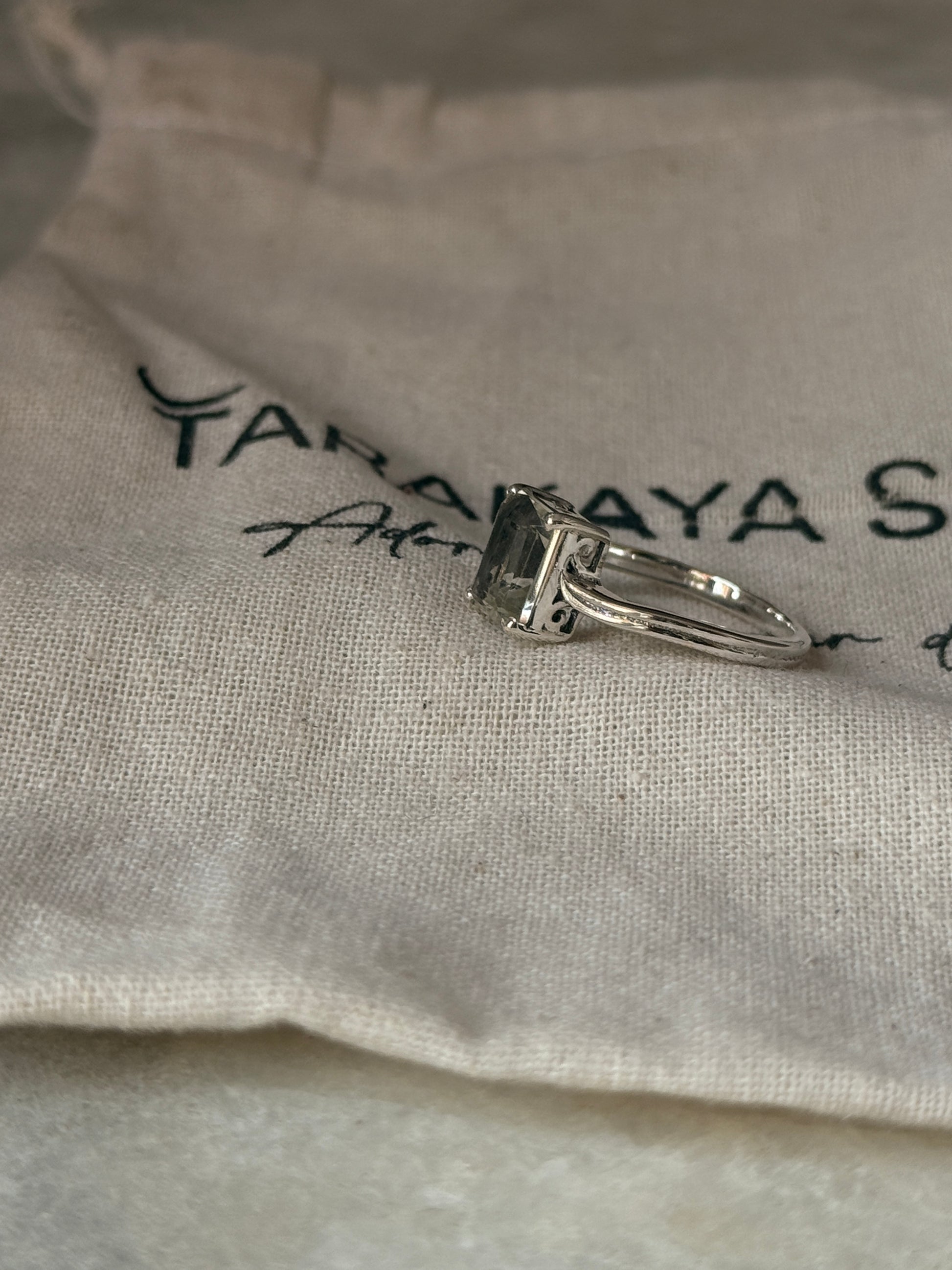 Statement 925 sterling silver green amethyst rectangular ring