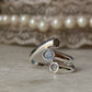 Vintage style 925 sterling silver labradorite 3 stone ring  