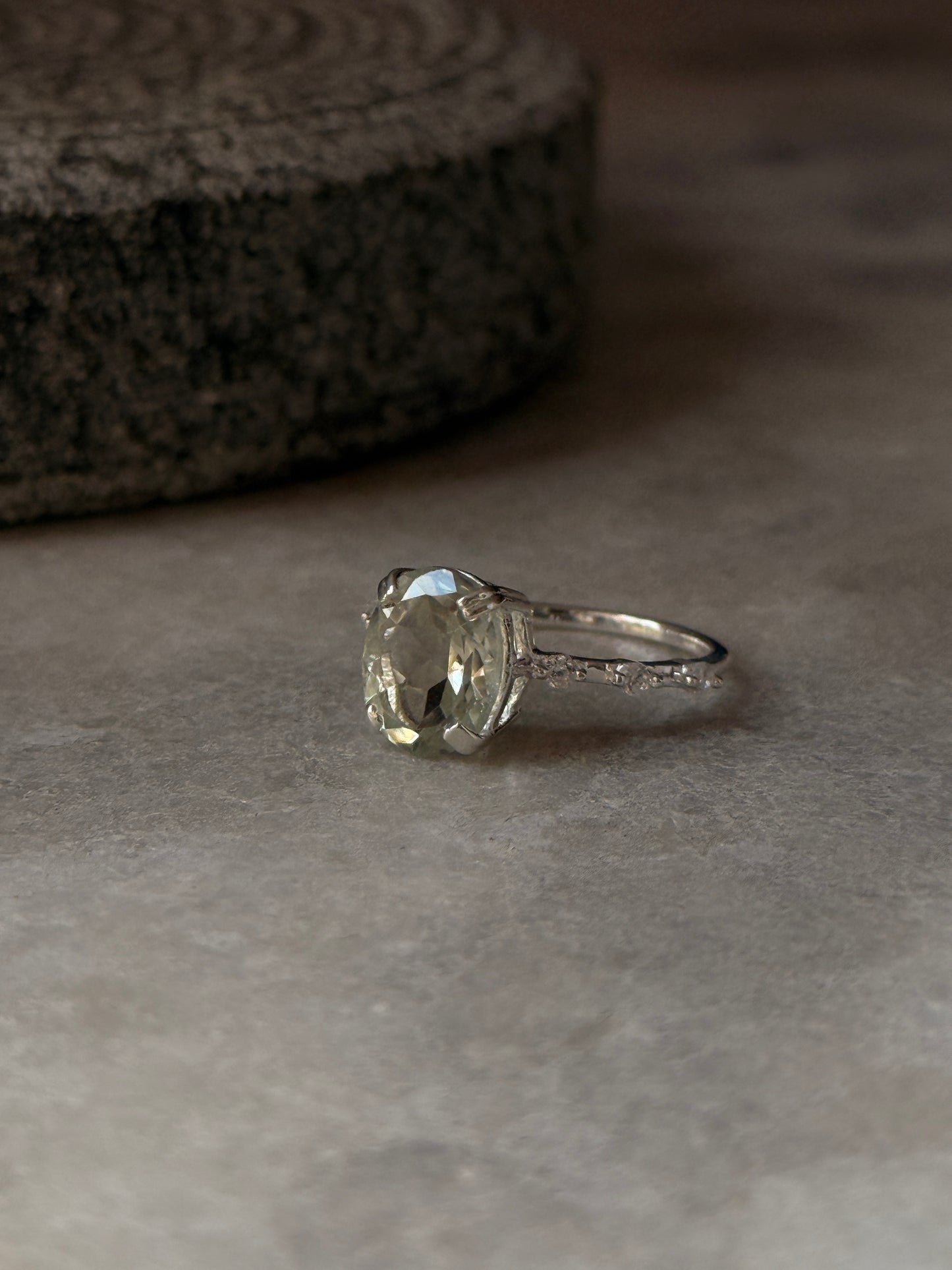 925 sterling silver green amethyst oval CZ solitaire ring  