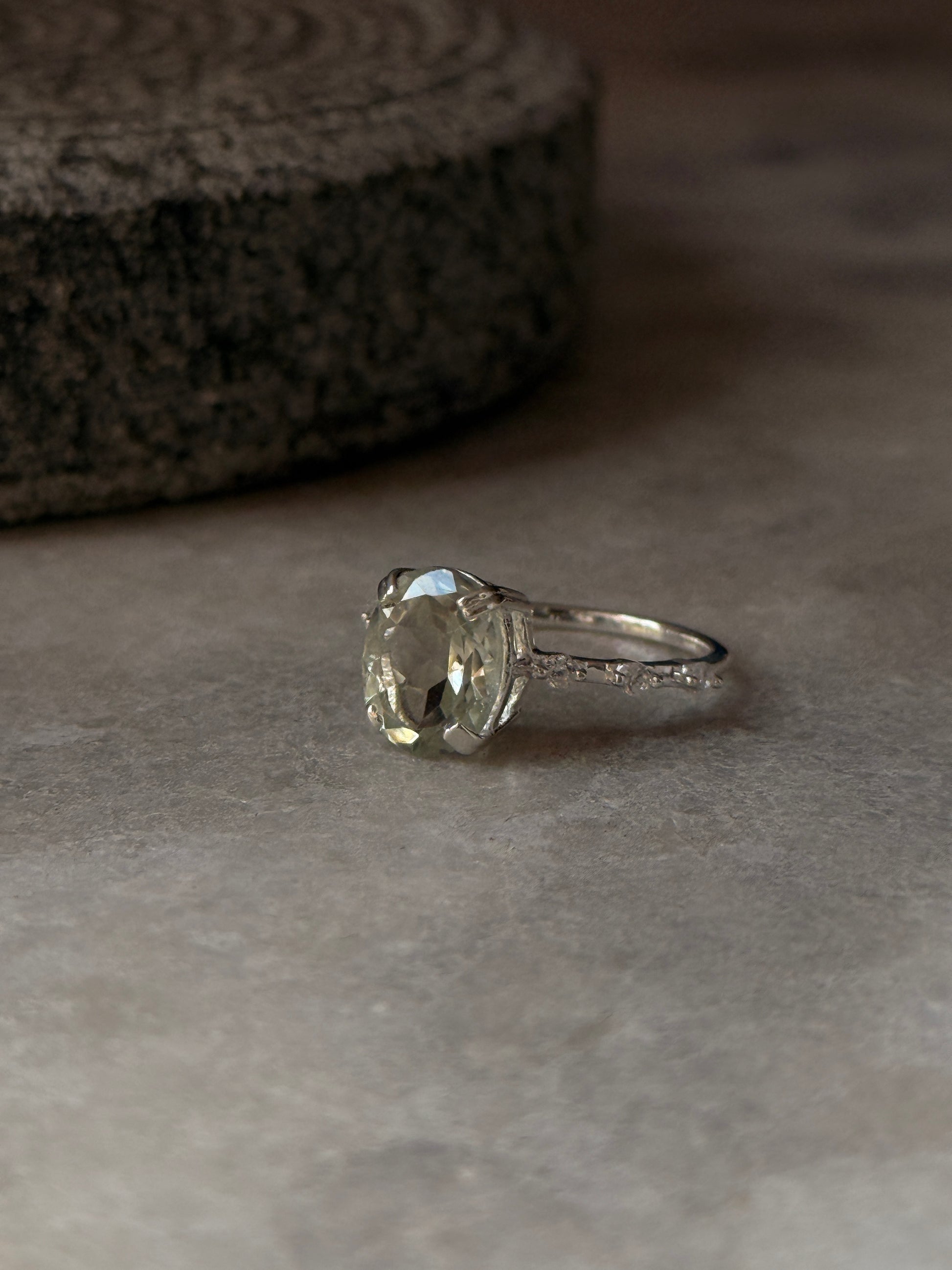 925 sterling silver green amethyst oval CZ solitaire ring  