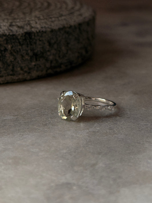 925 sterling silver green amethyst oval CZ solitaire ring  