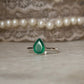 Handmade 925 sterling silver green onyx pear ring