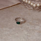 Elegant green onyx oval brick band 925 sterling silver ring
