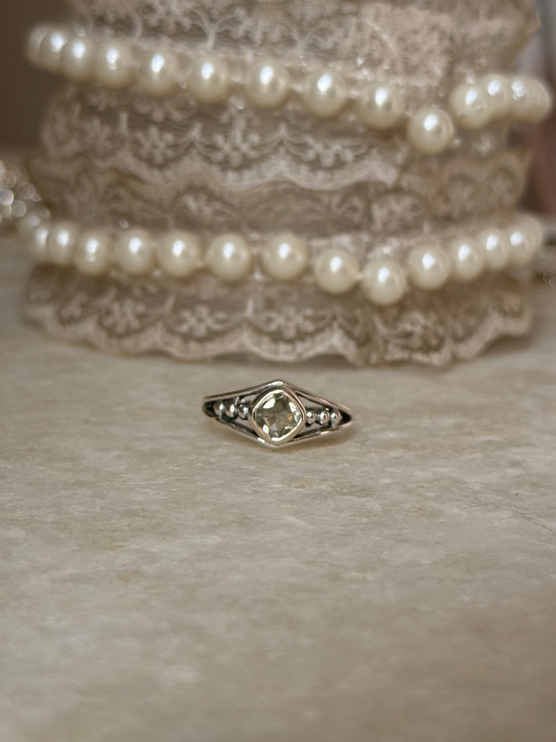 925 sterling silver green amethyst rawa ring  