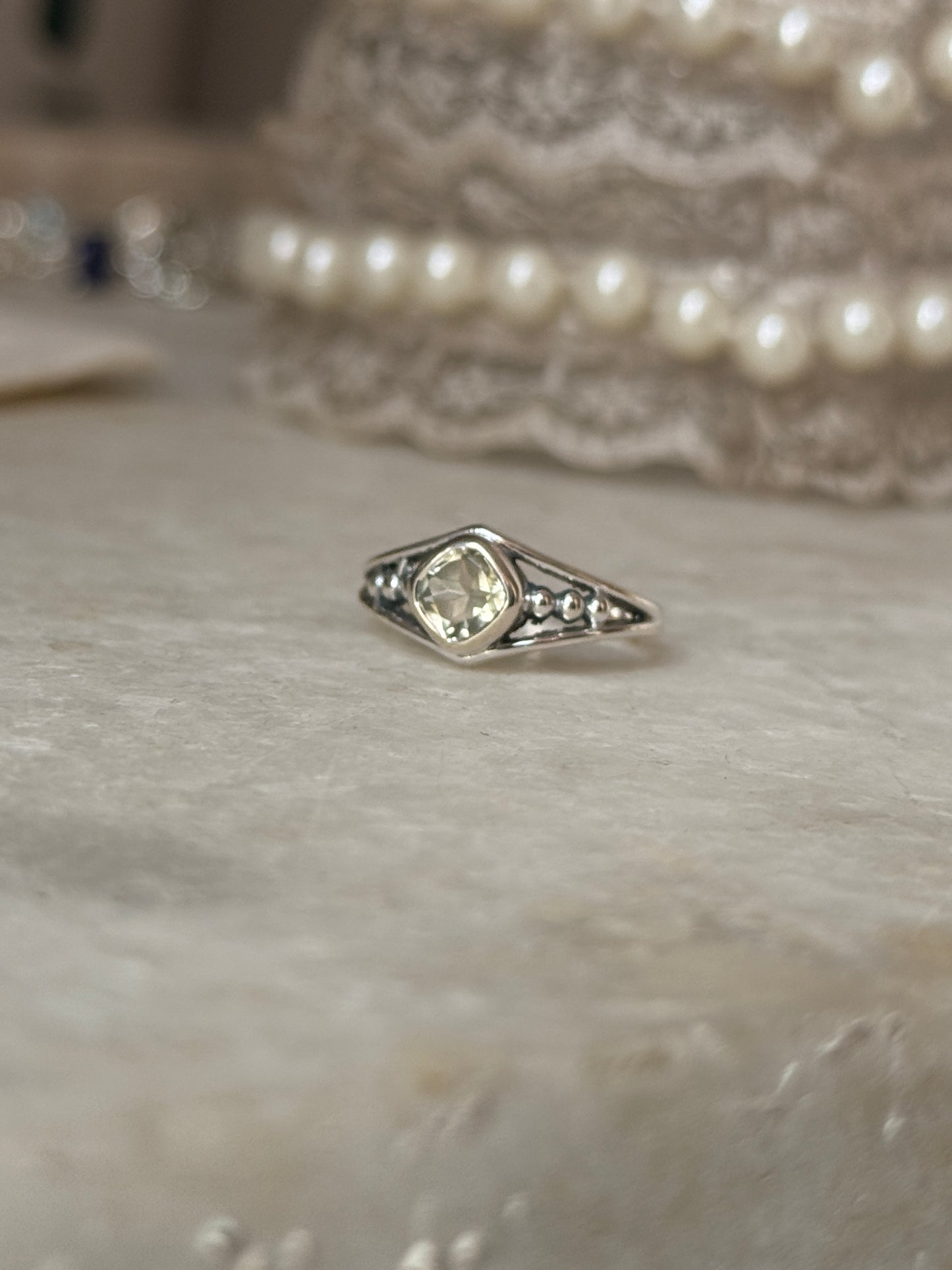 adjustable 925 sterling silver green amethyst ring