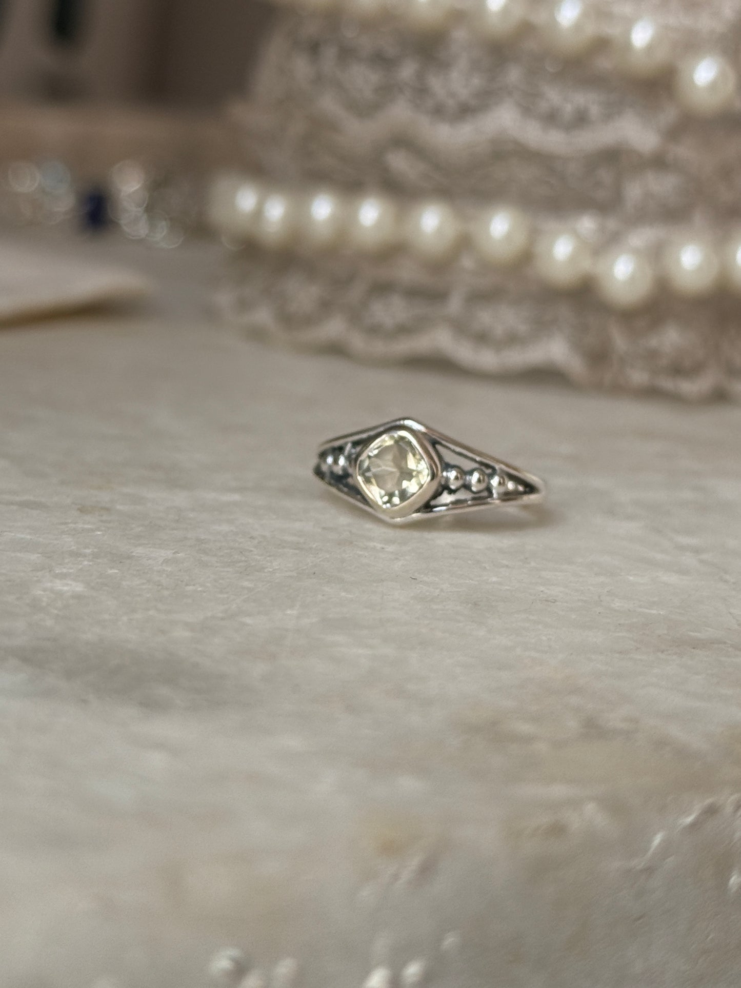 handcrafted 925 sterling silver green amethyst boho ring