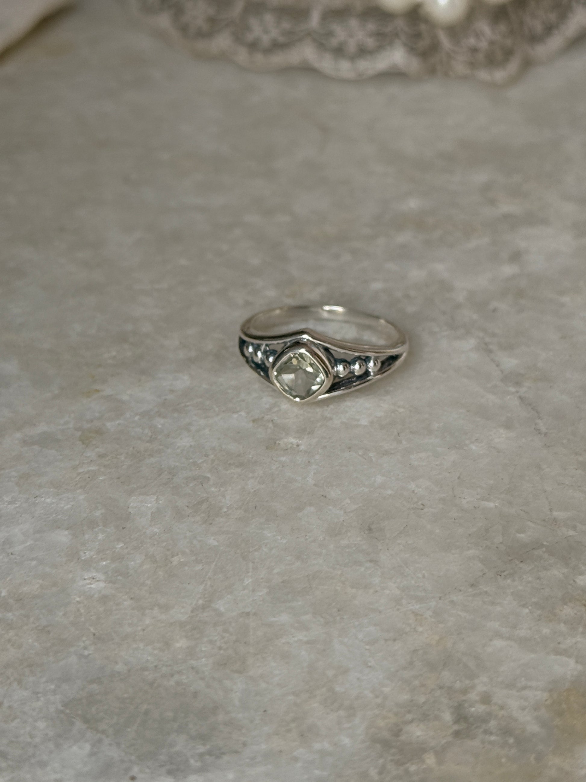 artisan 925 sterling silver green amethyst statement ring  