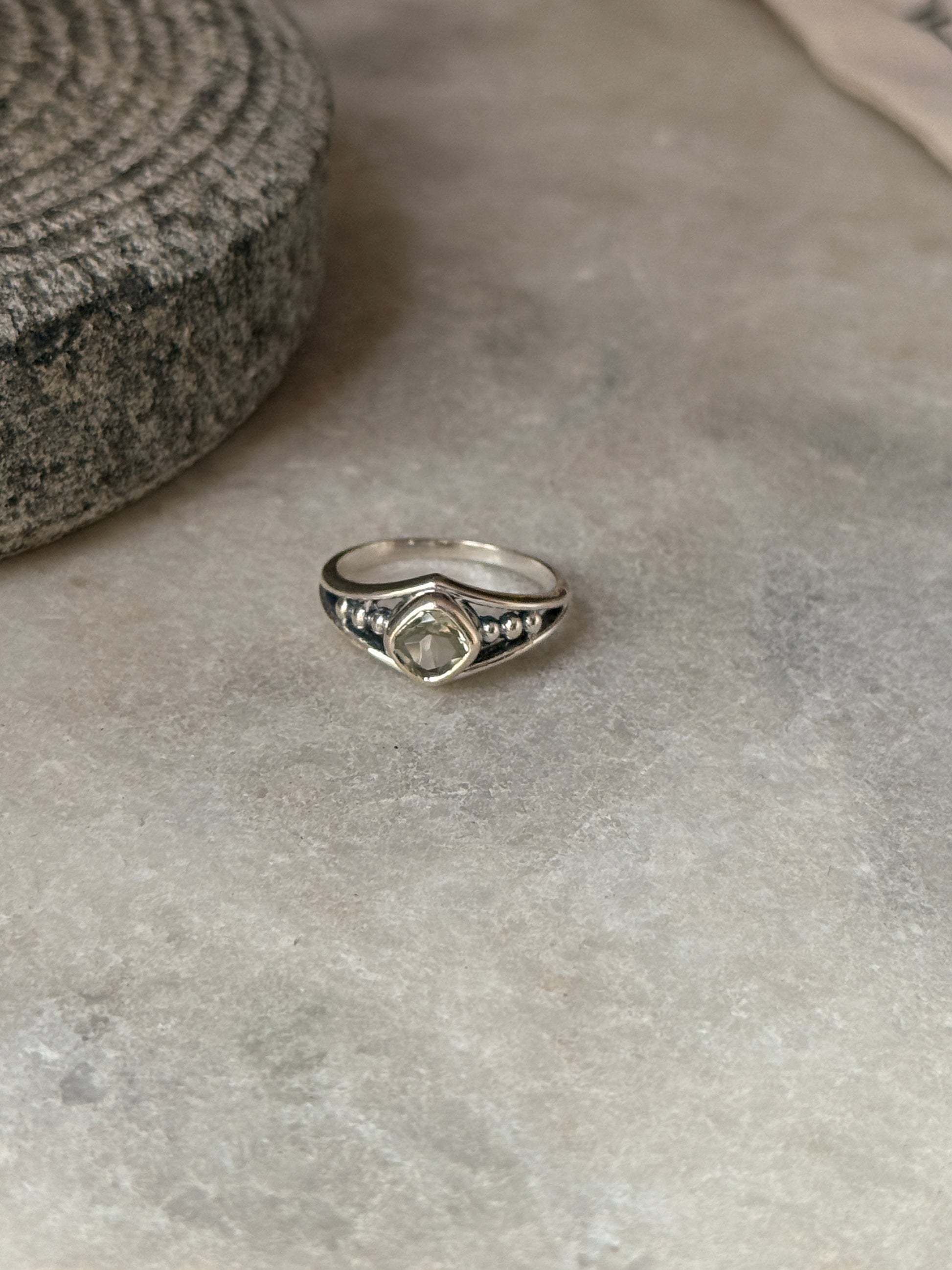 elegant green amethyst gemstone 925 sterling silver ring  