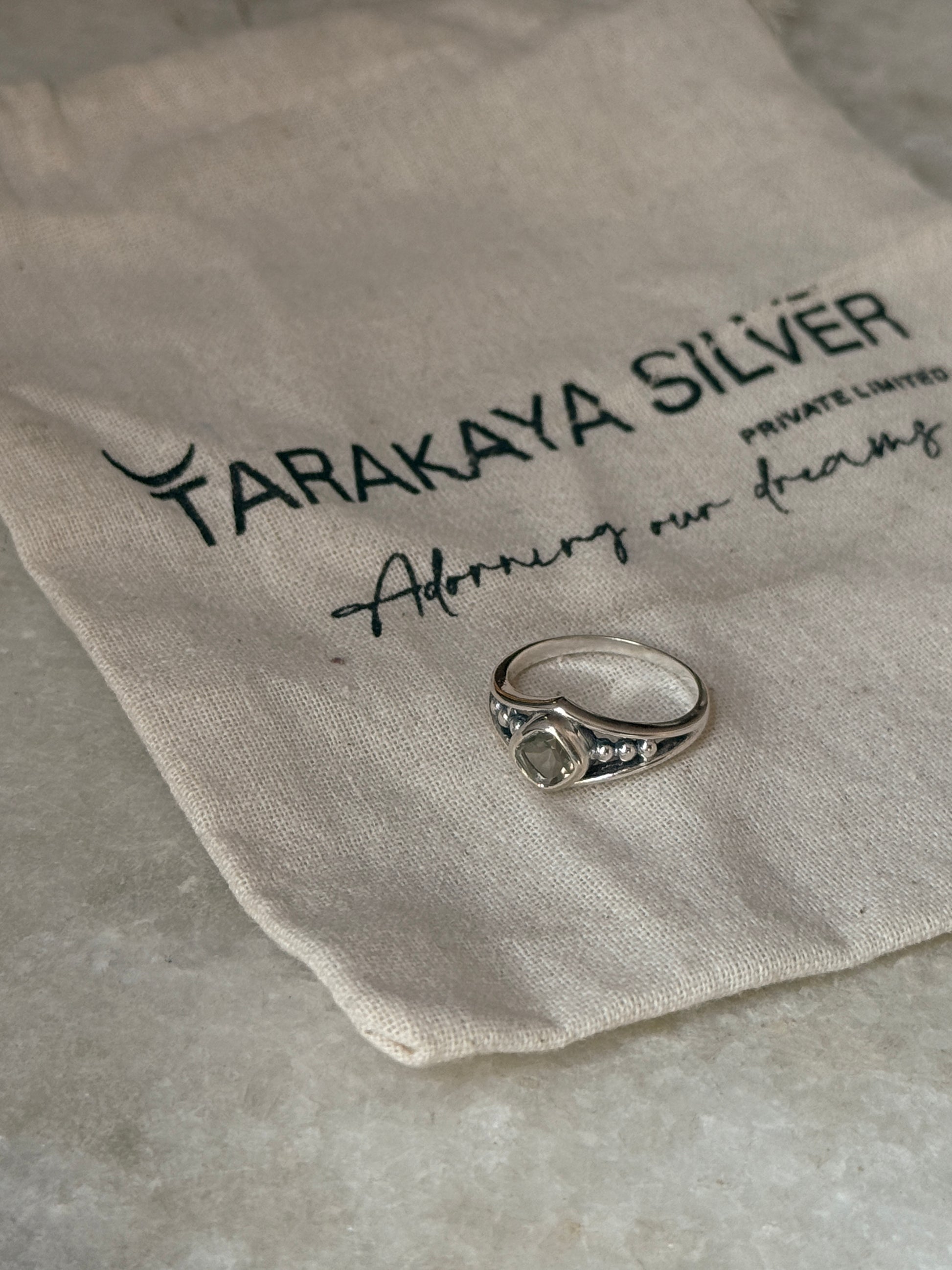 925 sterling silver green amethyst rawa ring  