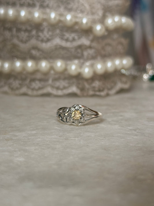 925 sterling silver citrine leaf forest ring  