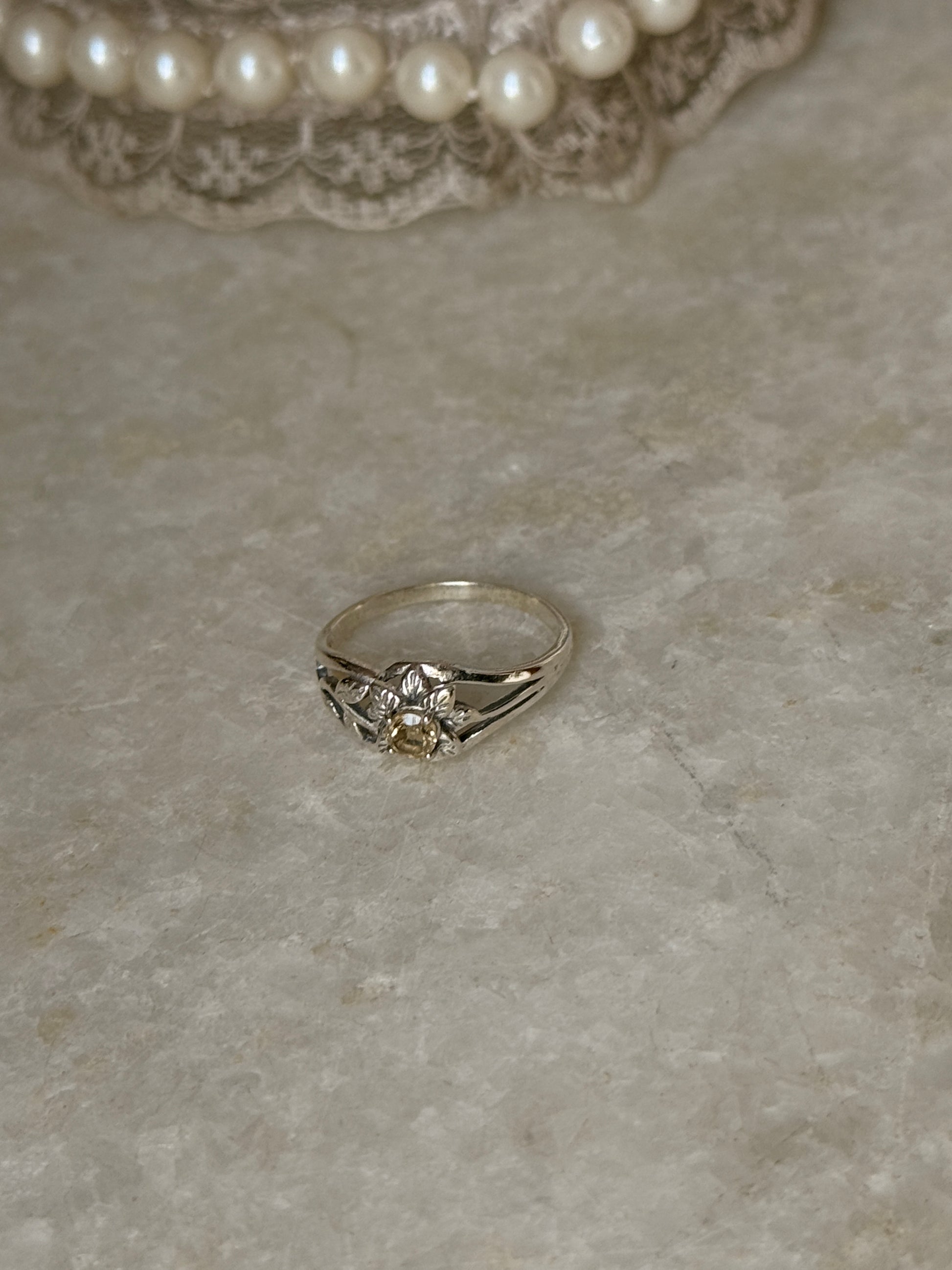 925 sterling silver citrine leaf forest ring  