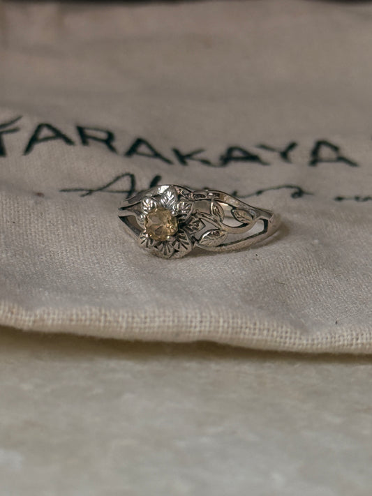 artisan 925 sterling silver citrine forest leaf ring