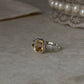 Vintage style 925 sterling silver citrine rectangular ring 