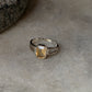 Minimalist citrine rectangular 925 sterling silver ring  