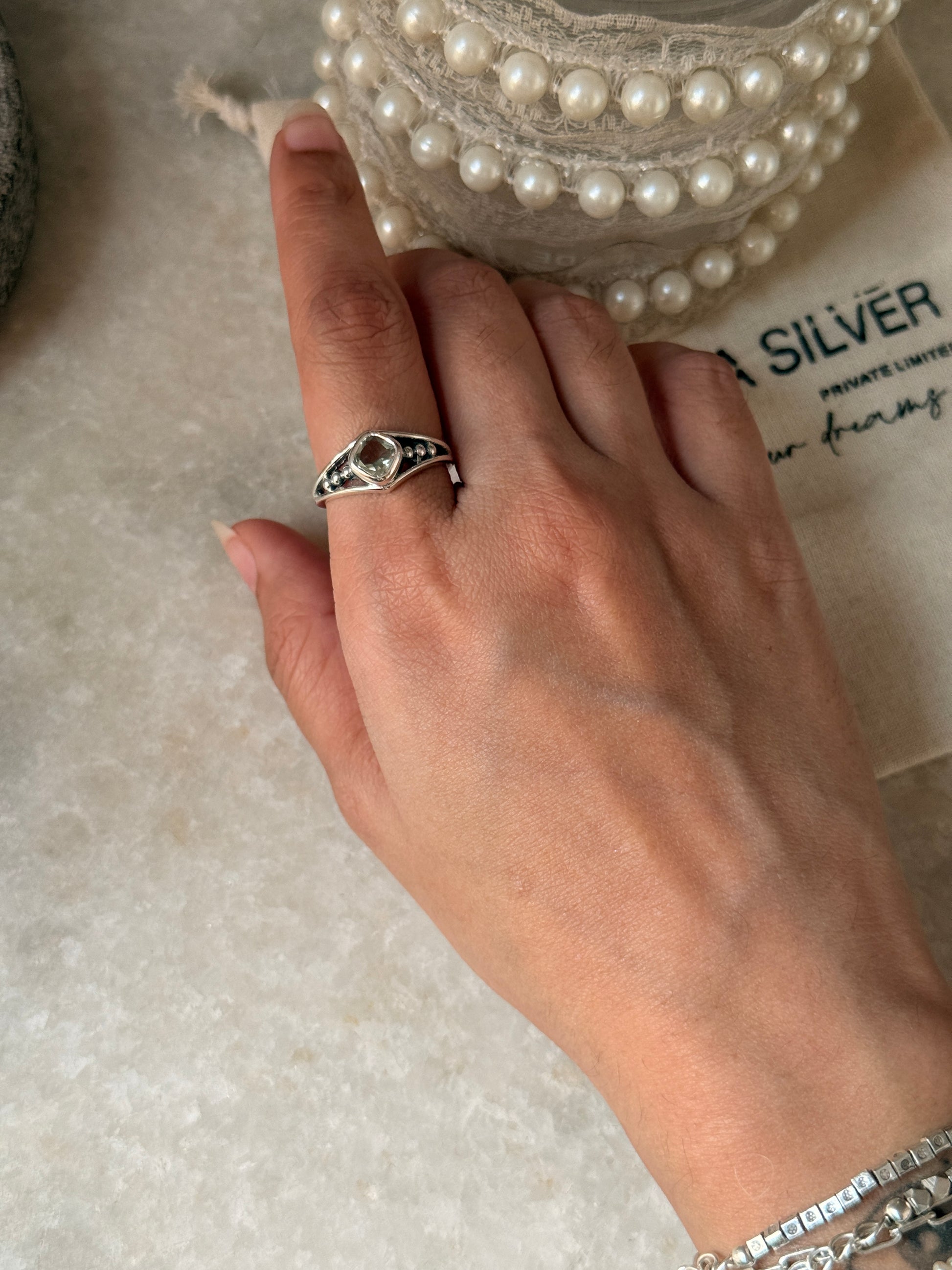 handcrafted 925 sterling silver green amethyst boho ring