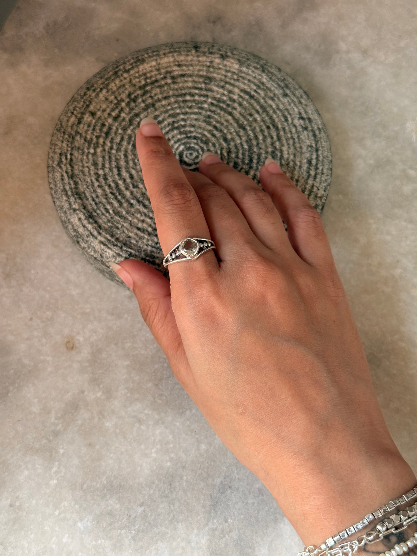 bold 925 sterling silver green amethyst rawa ring