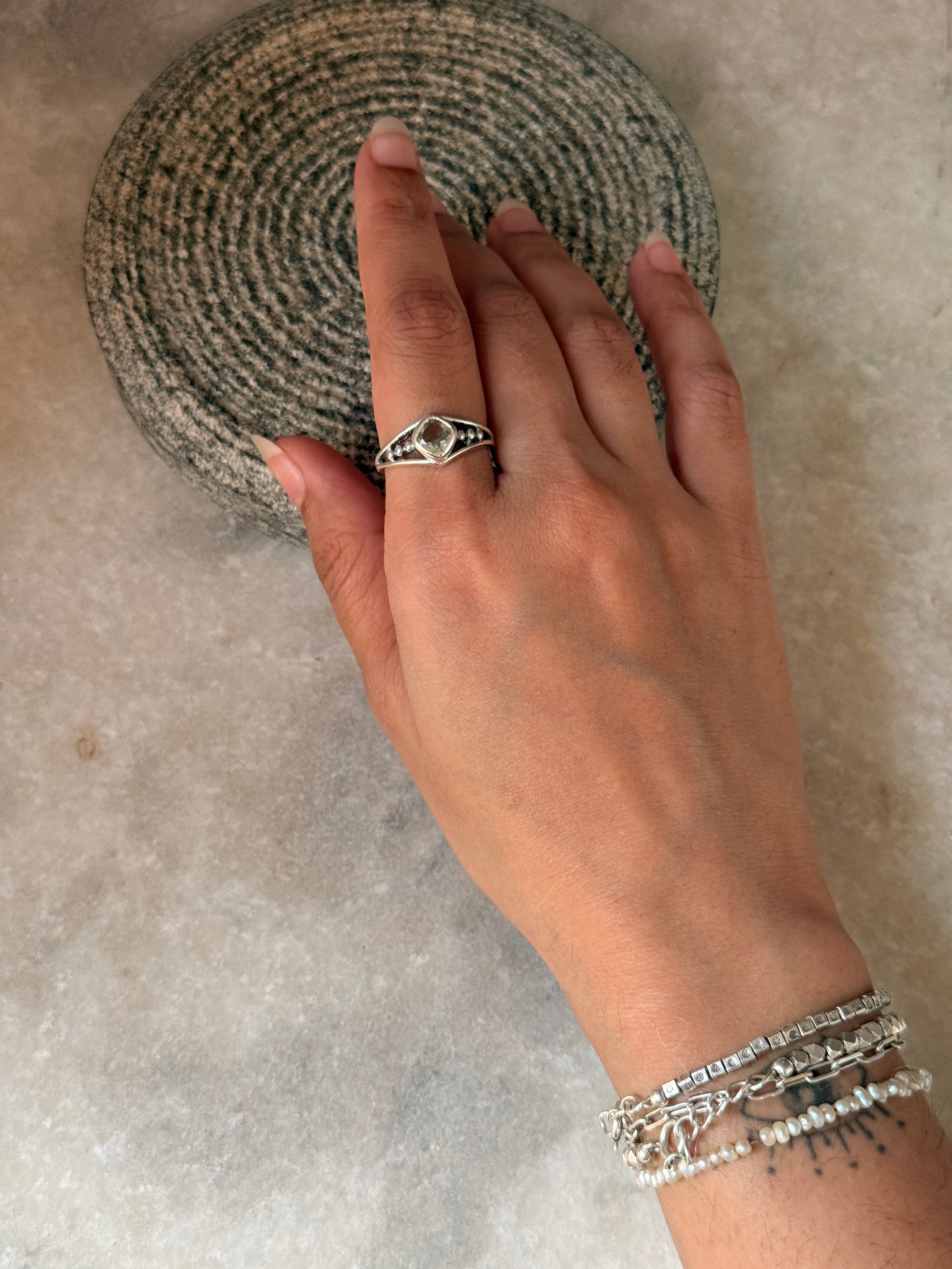 natural green amethyst gemstone 925 sterling silver rawa ring