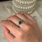 Vintage style 925 sterling silver green onyx oval brick ring  