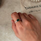 Minimalist green onyx oval brick band 925 sterling silver ring  