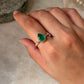 Green onyx pear cut ring in 925 sterling silver