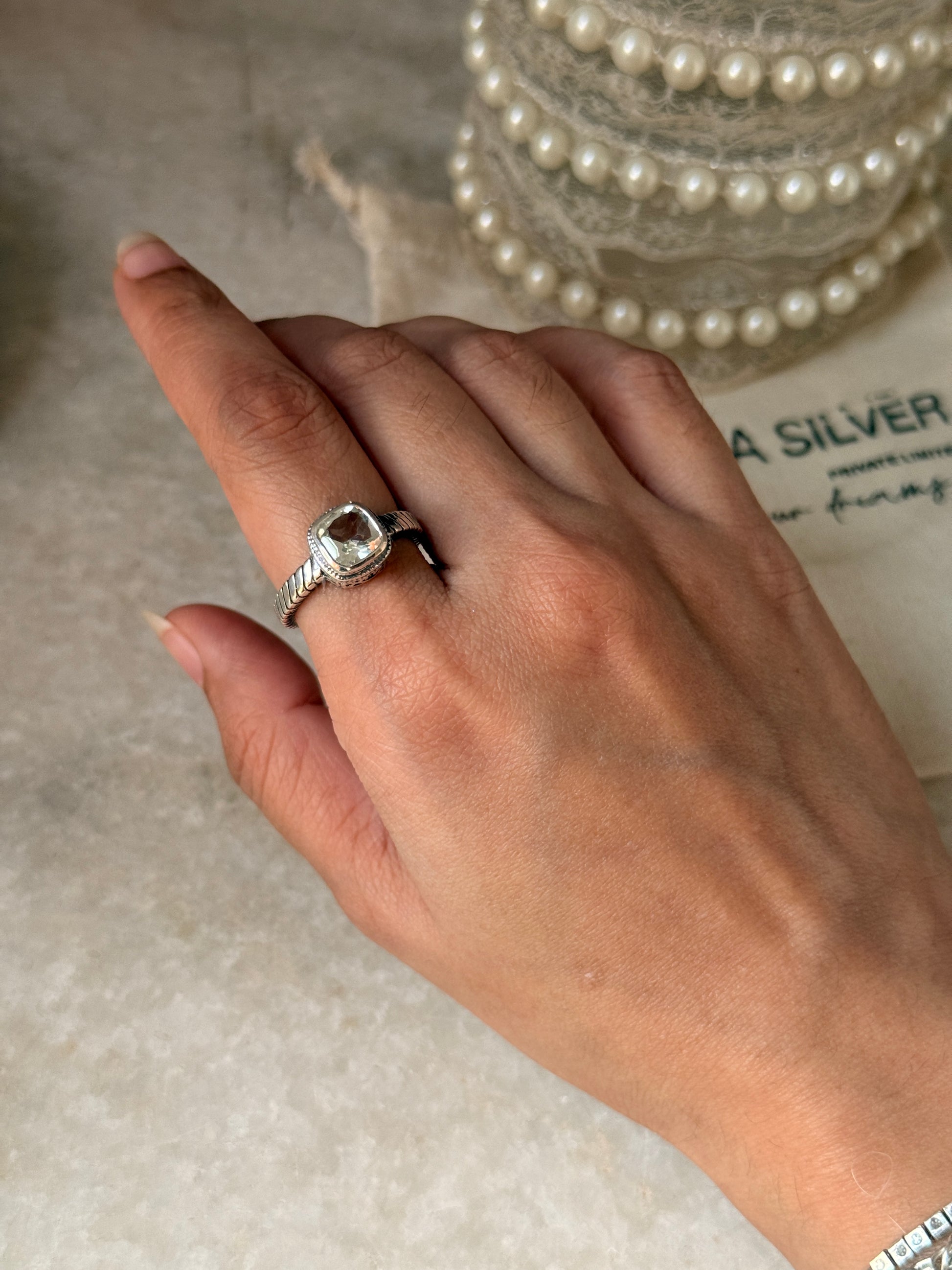 handcrafted 925 sterling silver green amethyst engraved band ring