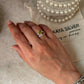 Statement 925 sterling silver peridot white topaz ring