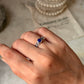 Classic 925 sterling silver lapis lazuli princess band ring
