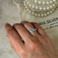 Blue topaz oval ring adjustable in 925 sterling silver