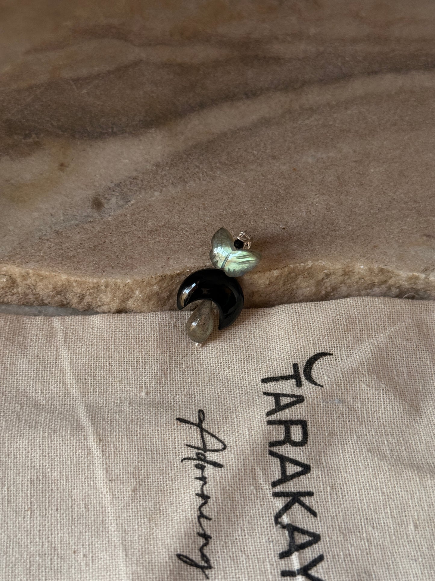 925 Sterling silver moon earrings with labradorite gemstone