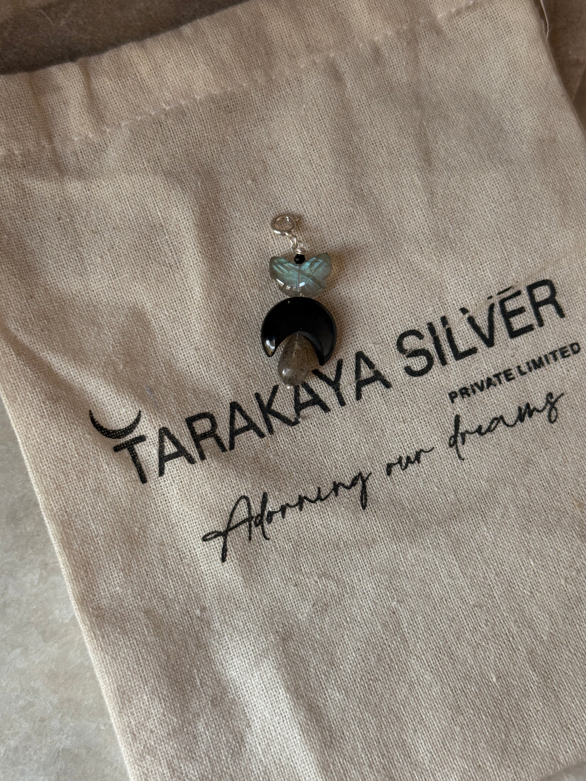 Handmade 925 Sterling silver moon earrings featuring labradorite